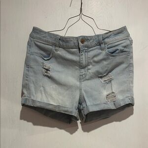 PacSun Light Blue Distressed Roll-Hem Denim Shorts